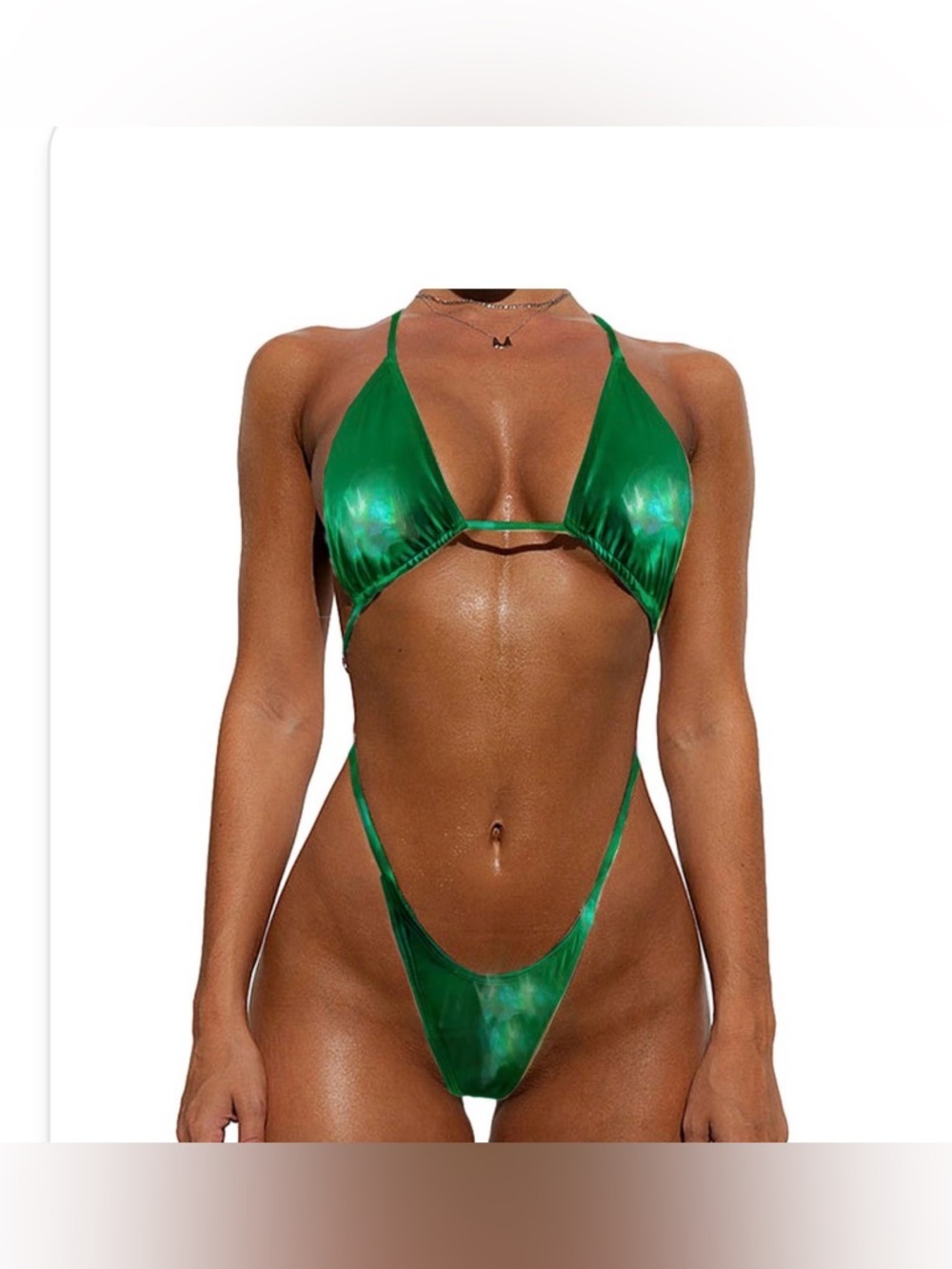 Green Tie-Dye Micro Triangle Bikini Set - Women Swim